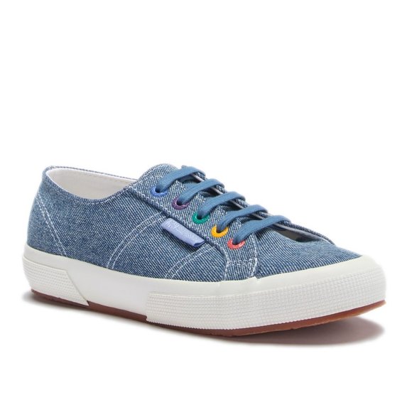Superga Shoes - NWT Superga Denim Rainbow Grommet Sneakers